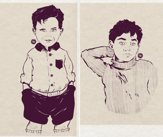 Inks of my OC and his future husband as bambinos