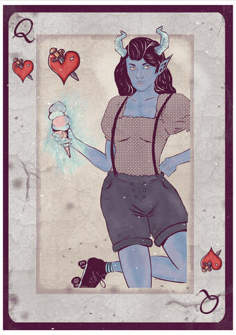 Tablestory Fanart Vintage Pinup Cards: Fix, Queen - Fixer of Hearts