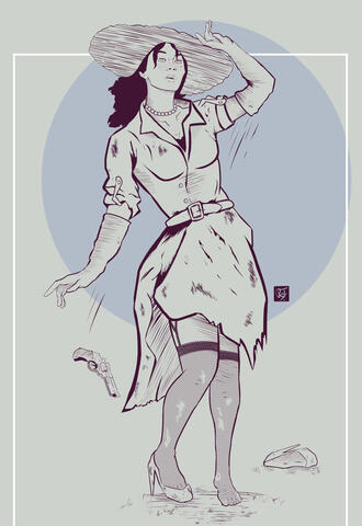 Fanart of a favourite artist of mine Andrew Tarusov’s character Foxy from his ‘Pinupocalpse’ comic